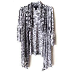 ASHLEY STEWART-Black White Waterfall Cardigan